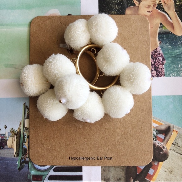J. Crew Jewelry - J.Crew Pom Pom hoop earrings